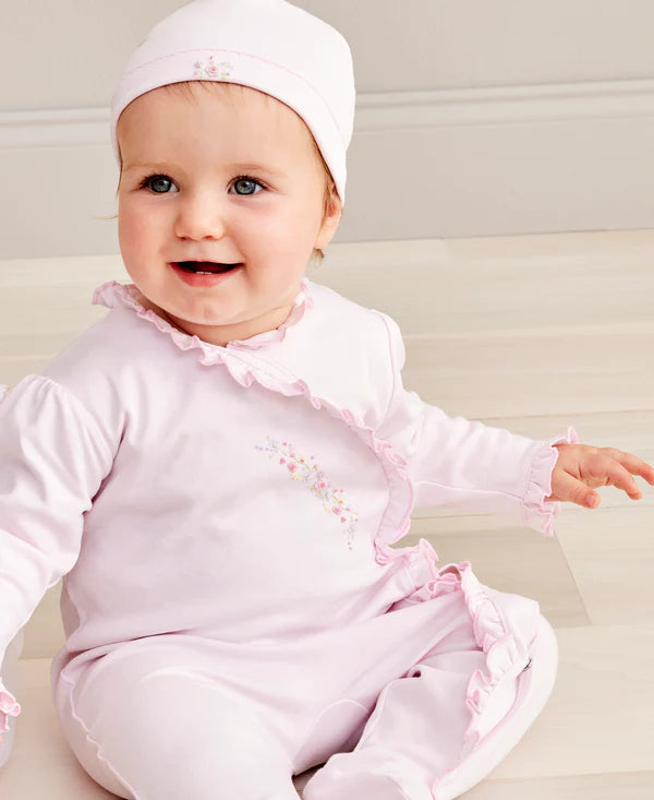 Premier Flowers & Vines Pink Hand Emb. Footie