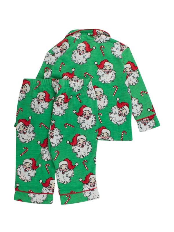 Green Santa Joy L/S Button Up Pajama Set