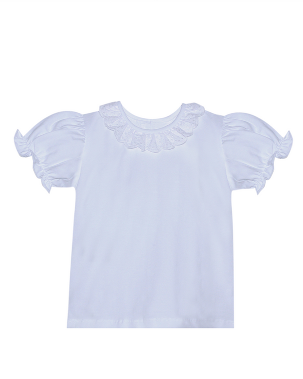 White Knit Collar Blouse