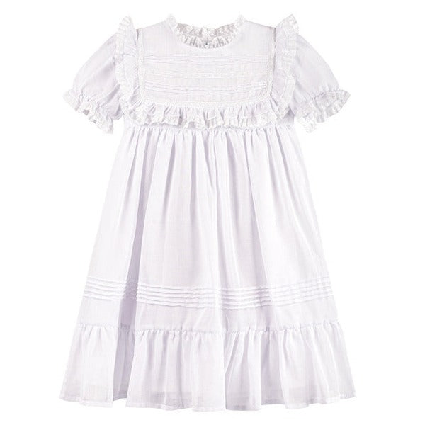 White Voile & Lace Tea Length Dress