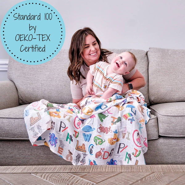 ABC, Easy as 123 Alphabet Baby Swaddle Blanket