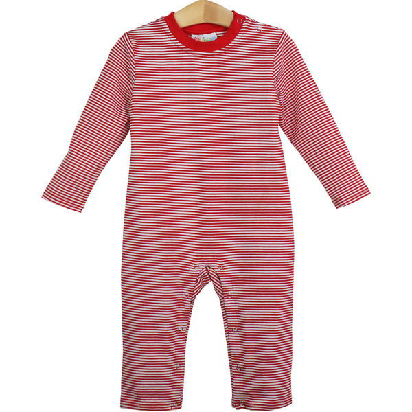 James LS Romper- Red Stripe