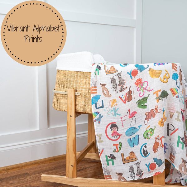 ABC, Easy as 123 Alphabet Baby Swaddle Blanket