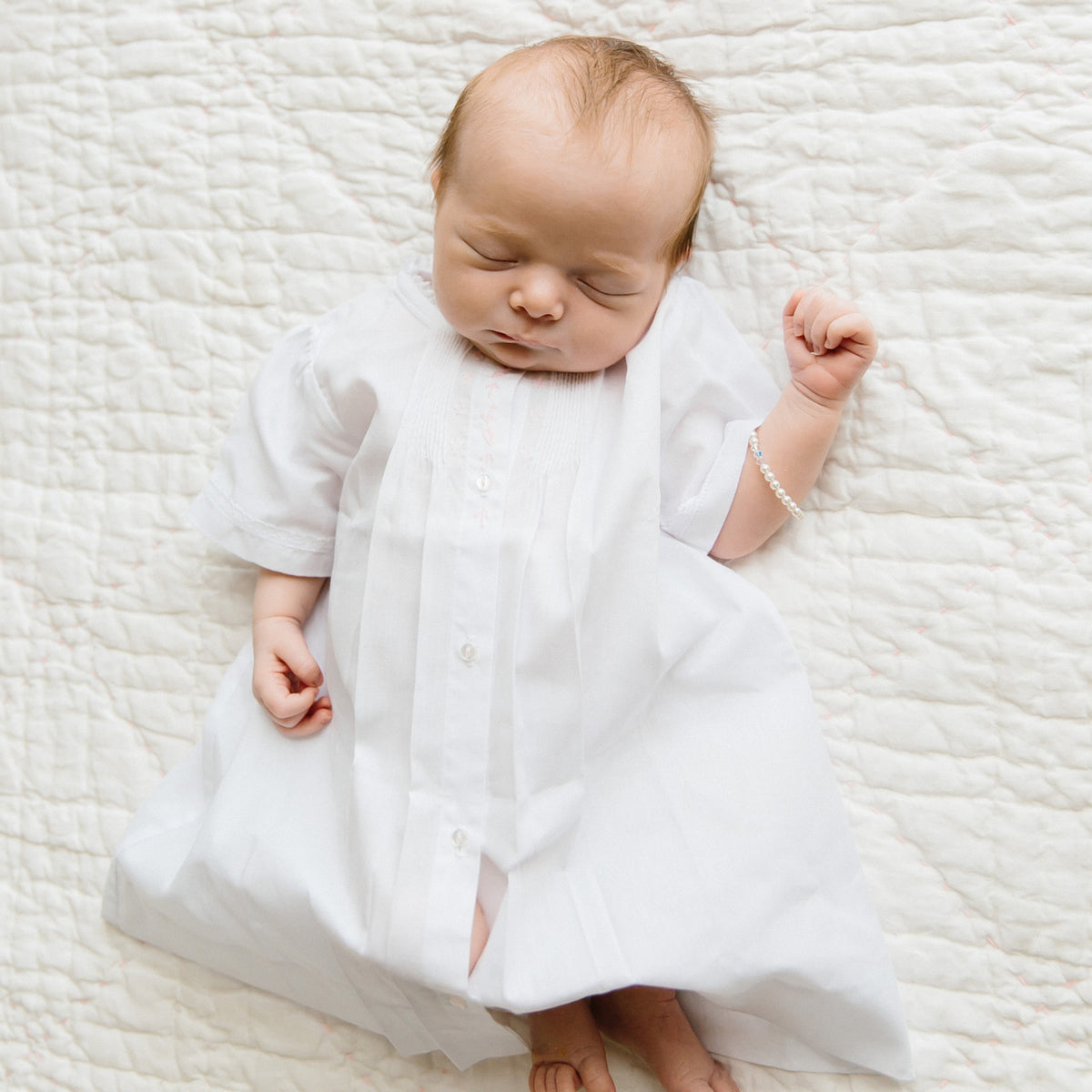 Boys Embroidered Collar Folded White Daygown main image 0
