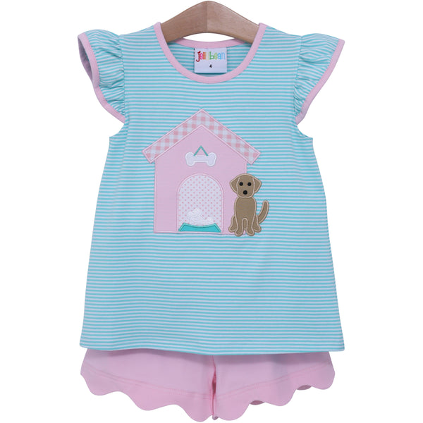 Dog House Applique Flutter Short Set