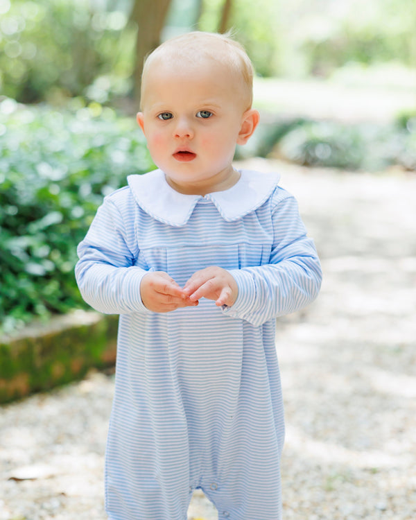 Henry Romper - Light Blue Stripe