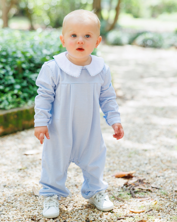 Henry Romper - Light Blue Stripe