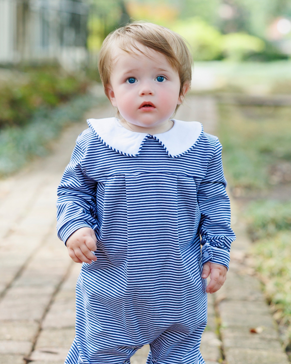 Henry Romper - Navy Stripe