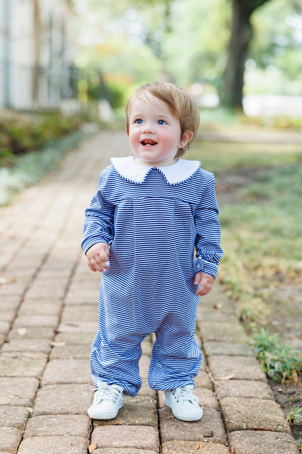 Henry Romper - Navy Stripe