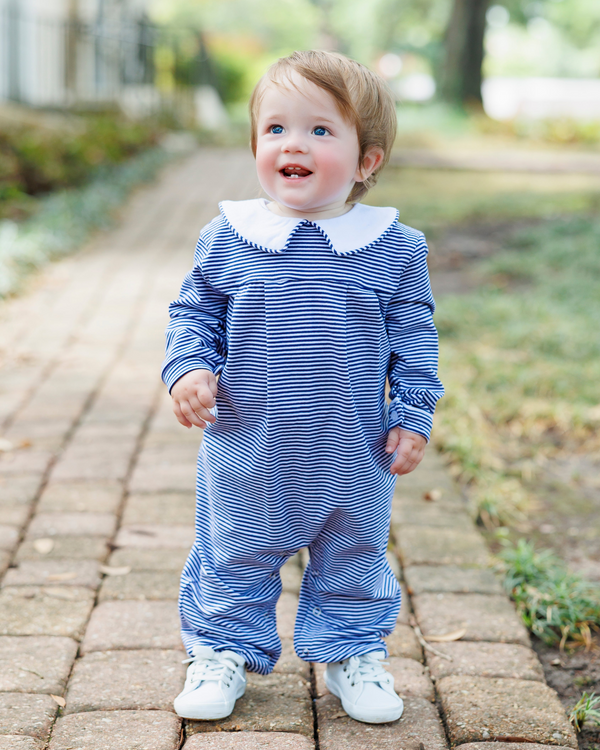 Henry Romper - Navy Stripe
