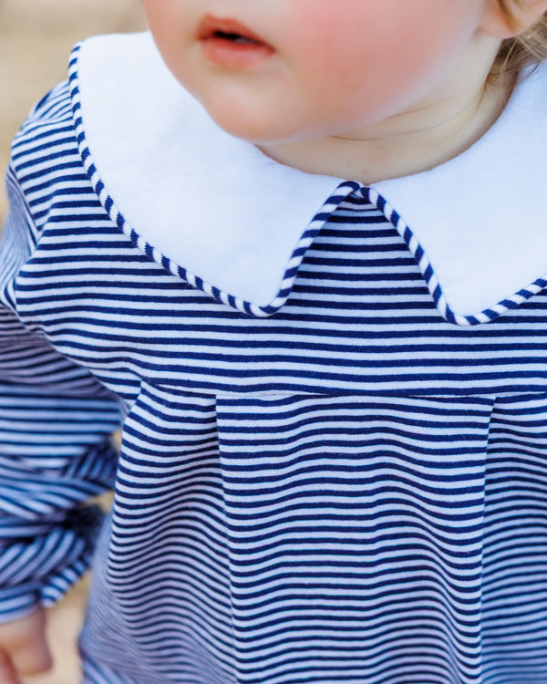 Henry Romper - Navy Stripe