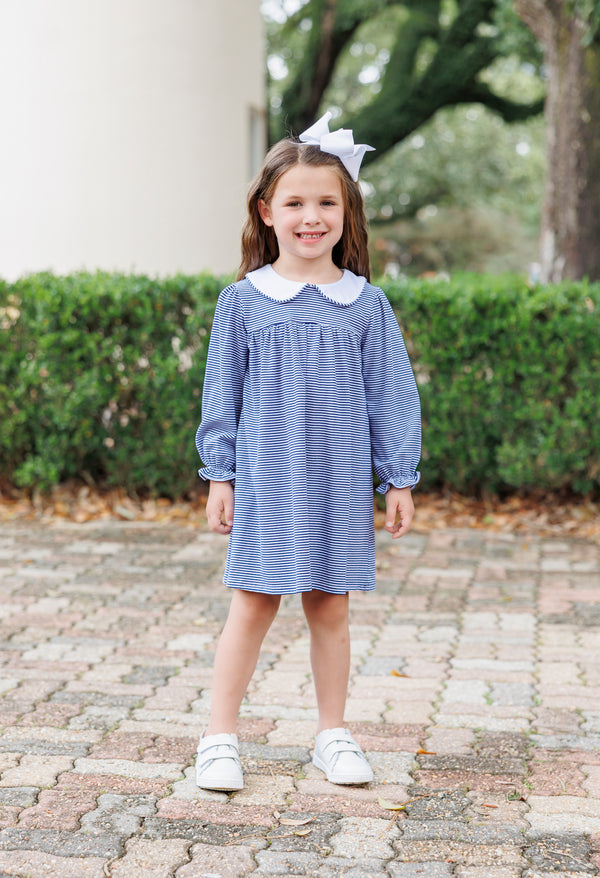 Lottie Dress - Navy Stripe