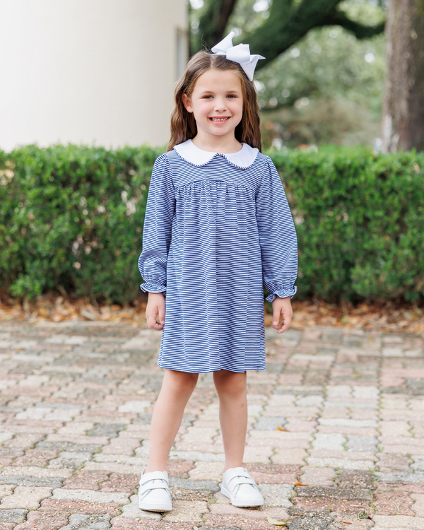Lottie Dress - Navy Stripe