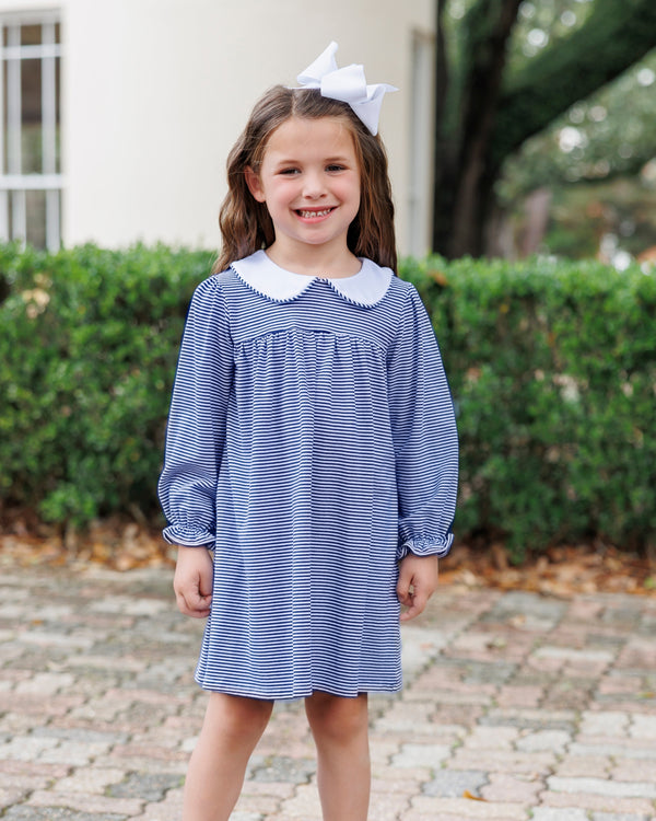 Lottie Dress - Navy Stripe