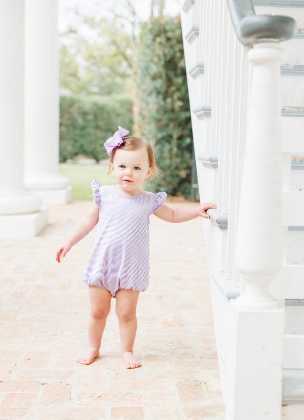 Flutter Sleeve Bubble- Lavender Stripe
