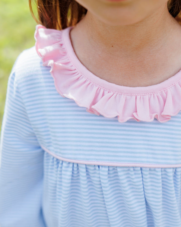 Audrey Dress - Light Blue Stripe/Pink