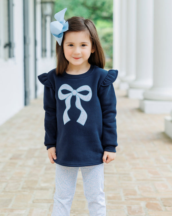 Blue Blooms Ruffle Sweatshirt Set