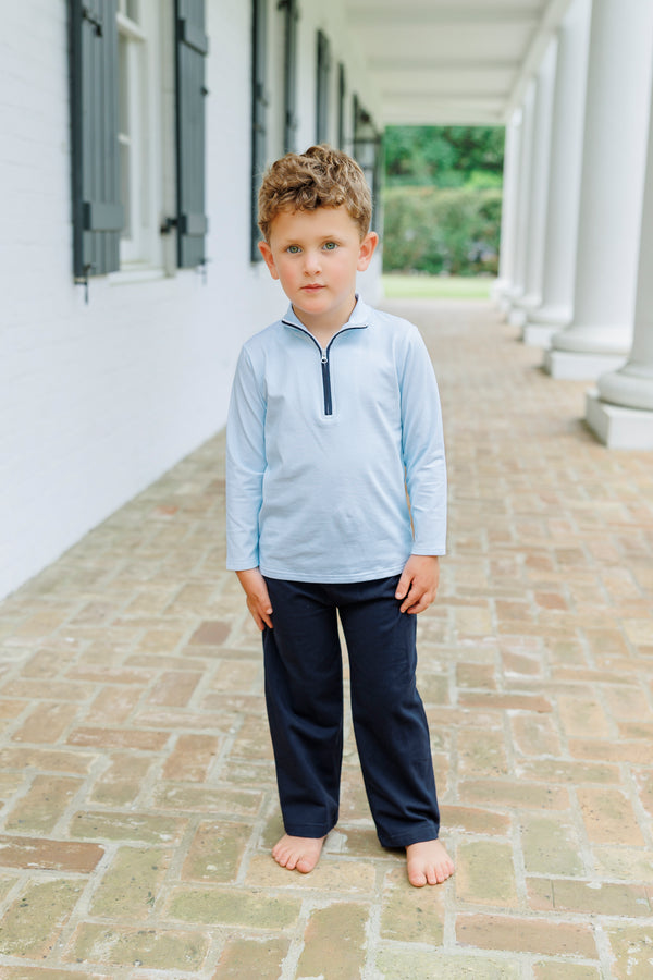 Evan Pullover Pant Set- Mini Blue Gingham