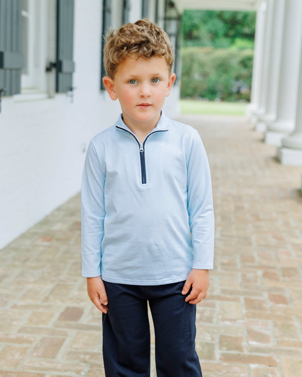 Evan Pullover Pant Set- Mini Blue Gingham