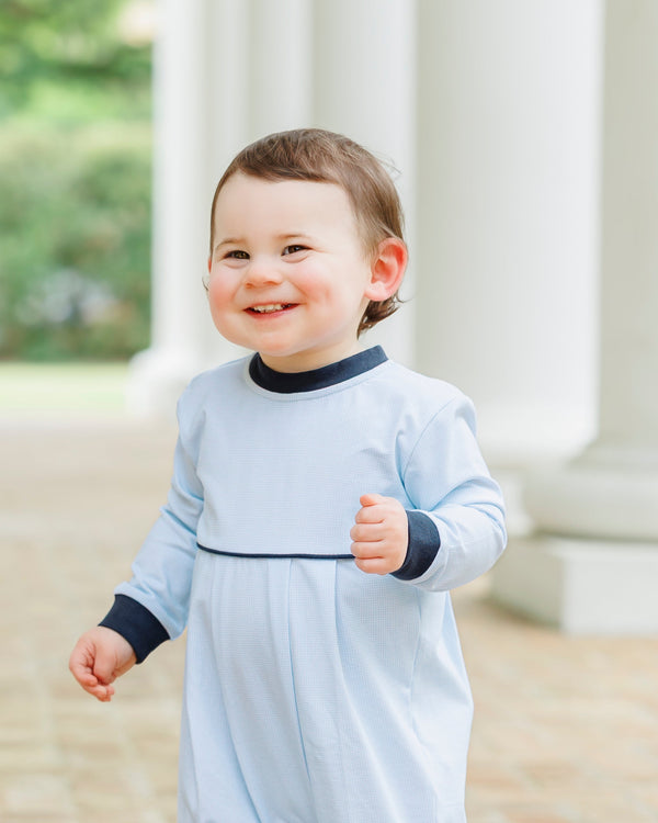 Patrick Romper - Mini Blue Gingham