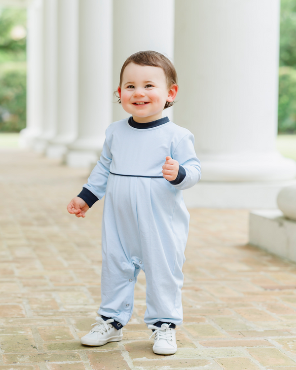 Patrick Romper - Mini Blue Gingham