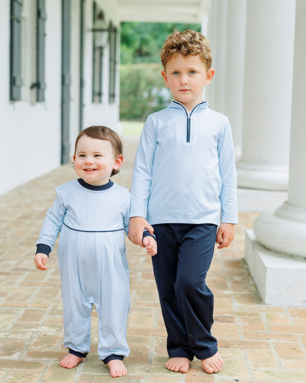 Patrick Romper - Mini Blue Gingham