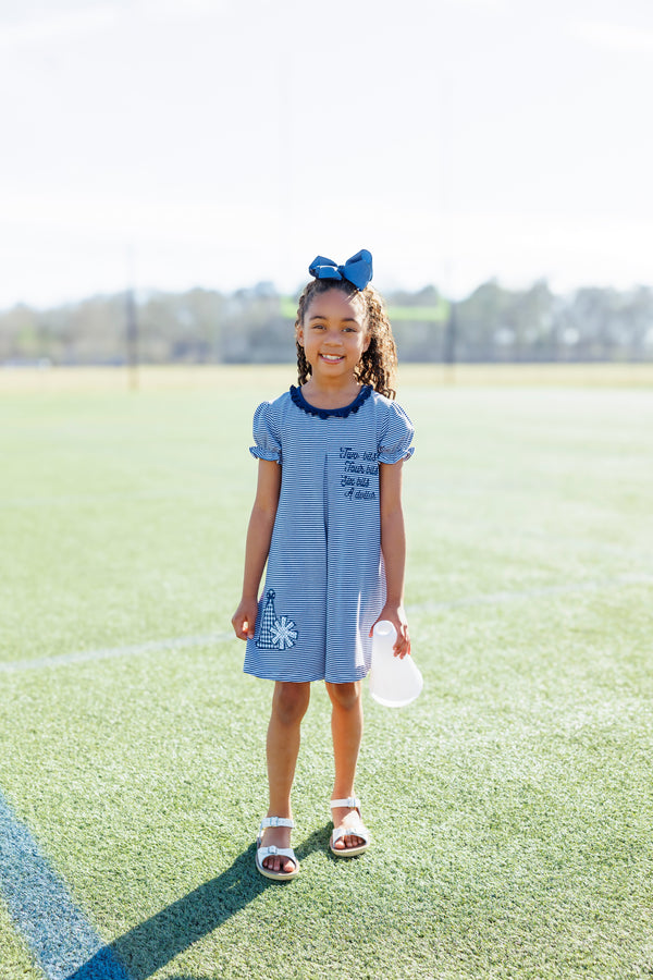 Stand Up and Holler Pleat Dress- Navy Stripe
