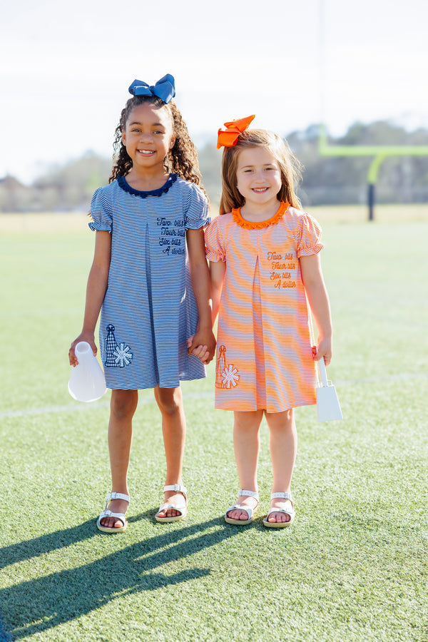 Stand Up and Holler Pleat Dress- Navy Stripe