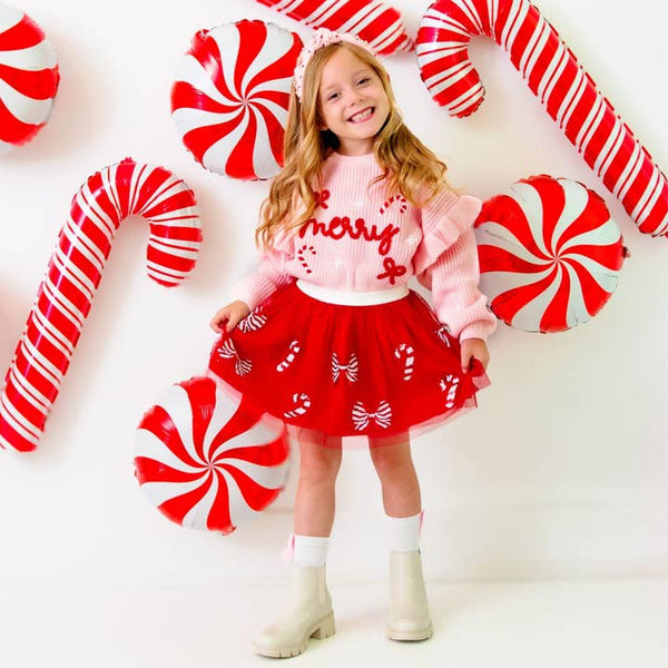 Candy Cane Coquette Sequin Christmas Tutu