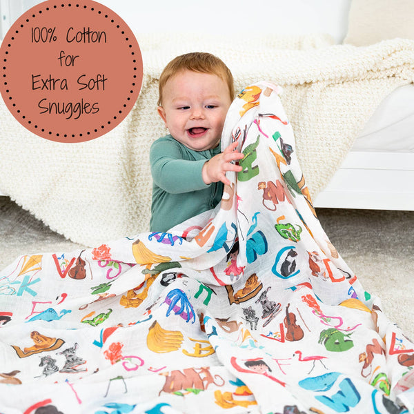ABC, Easy as 123 Alphabet Baby Swaddle Blanket