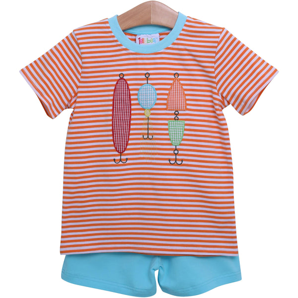 Fishing Lure Applique Short Set