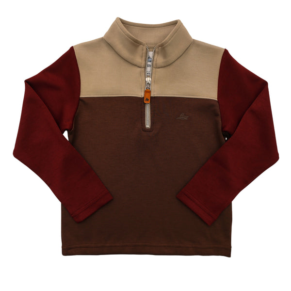 Color Block Pullover- Khaki/Brown/Marron