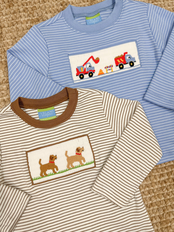 Labrador Knit Stripe LS T-Shirt- Brown