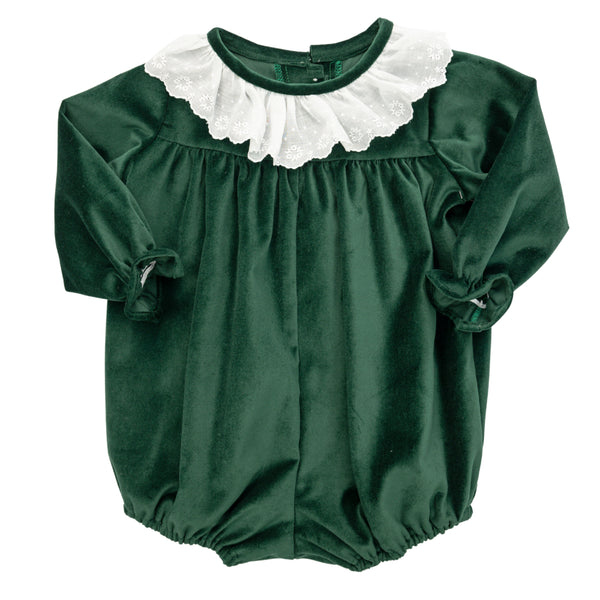 Christy L/S Lace Bubble- Hunter Green Velvet