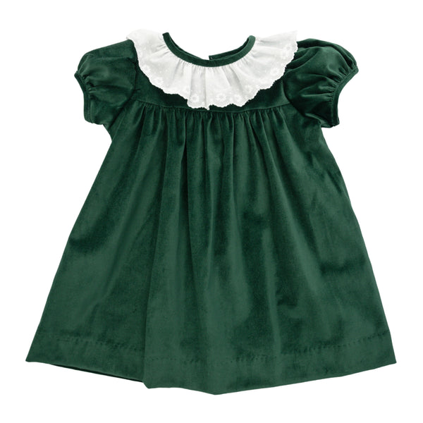 Christy L/S Lace Dress- Hunter Green Velvet