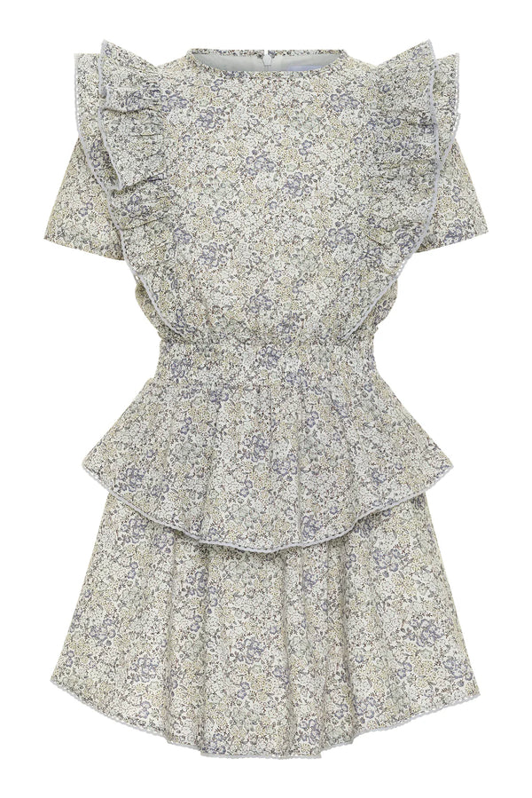 Collier Dress- Grey Blooms