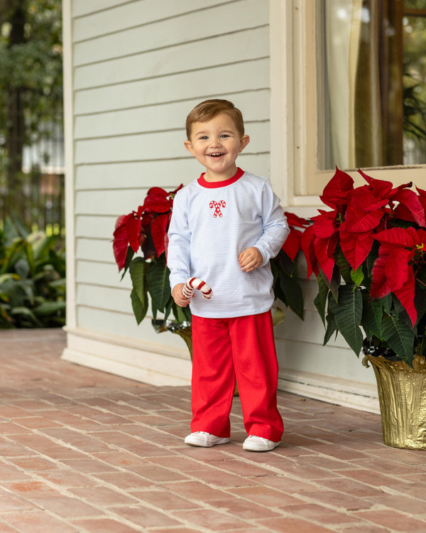 Candy Cane Embroidery Pants Set
