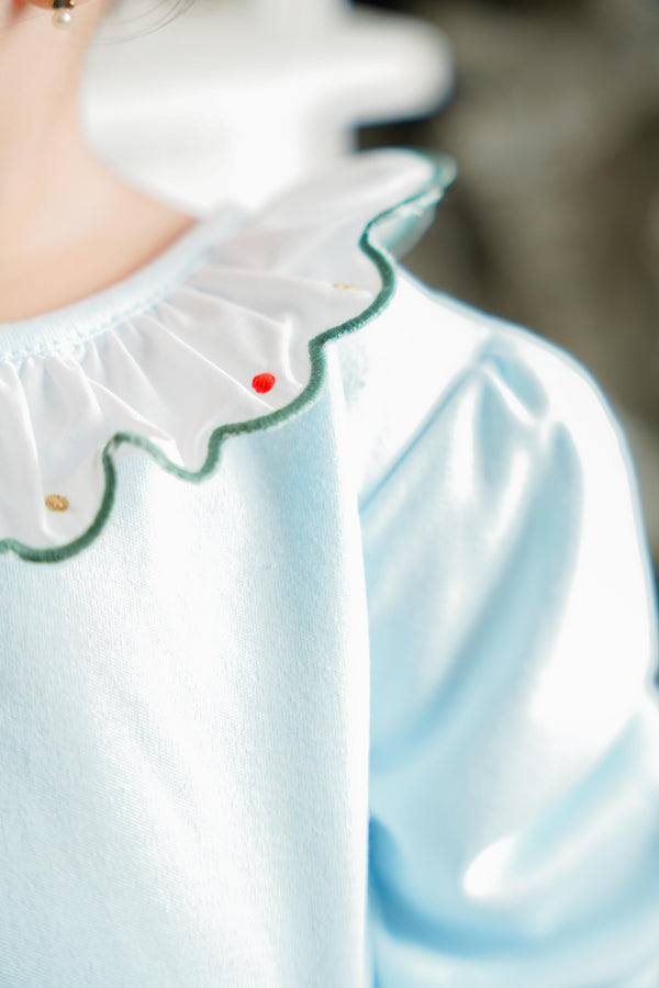 Christmas Tree Amelie Knit Dress- Lt. Blue