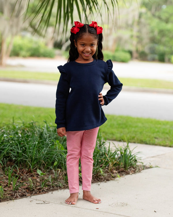 Ruffle Sweatshirt- Navy