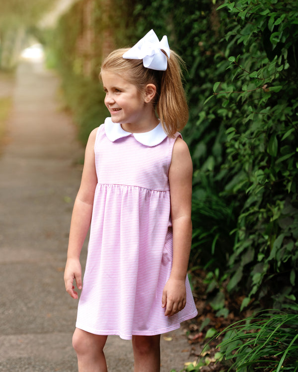 Charlotte Sleeveless Dress- Light Pink Stripe