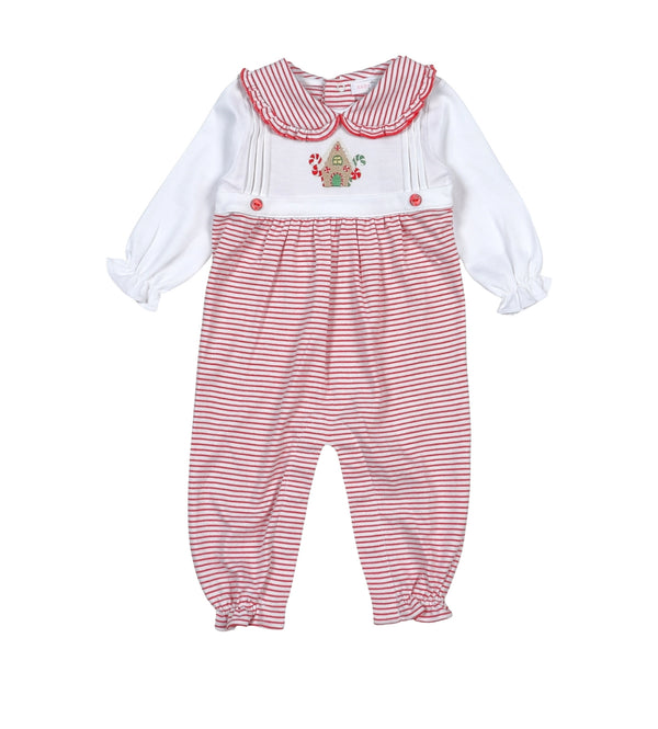 Gingerbread House Embroidered Romper