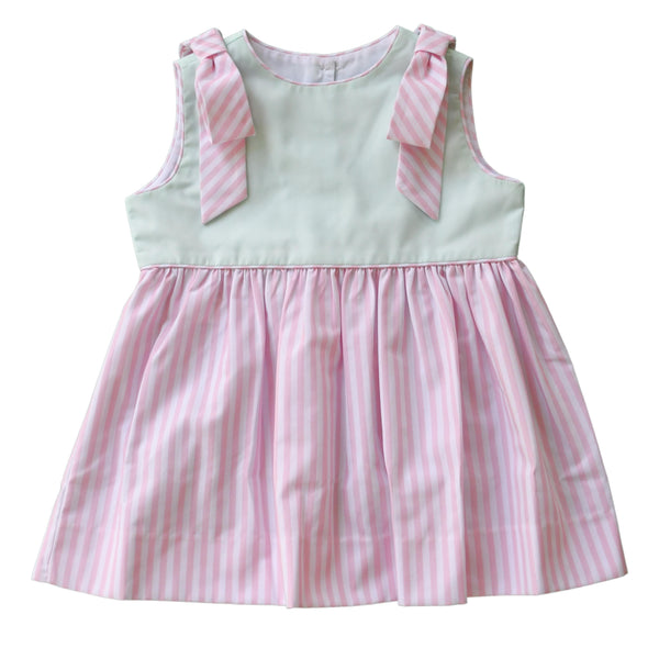 Ellie Dress- Mint/Pink Stripe