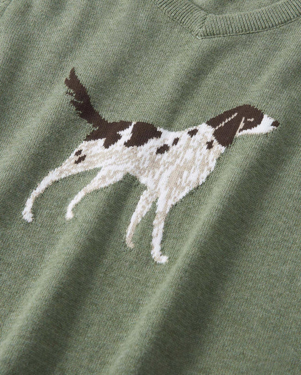 Hunting Dog V-Neck Sweater