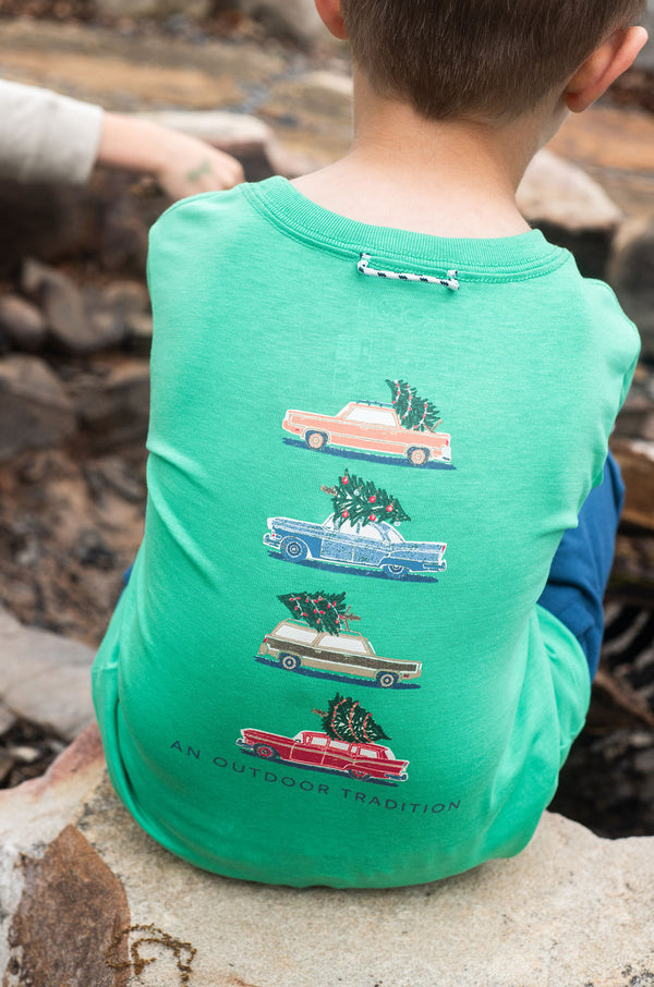 LS Vintage Christmas Car Shirt- Green Spruce