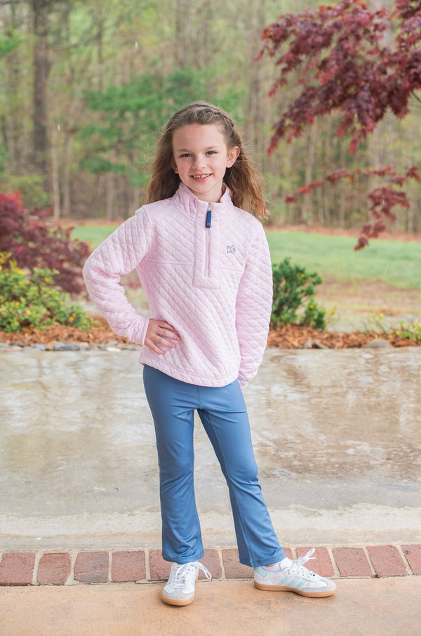 Quilted Zip Pullover- Pink Tulle