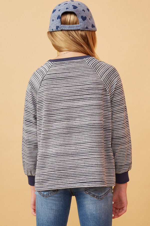 Striped Contrast Banded Raglan Knit Top