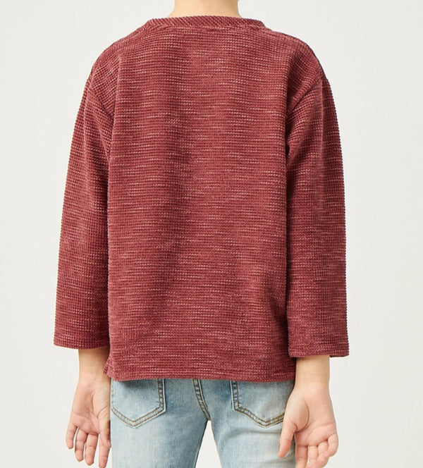 Textured Waffle Chenille Long Sleeve Top