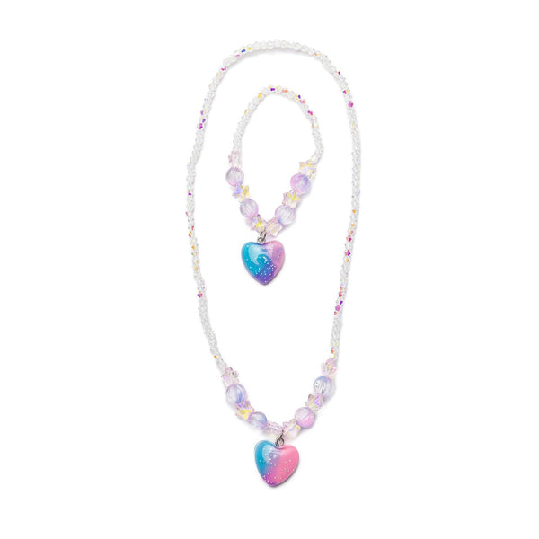 Galaxy Heart Necklace & Bracelet Set