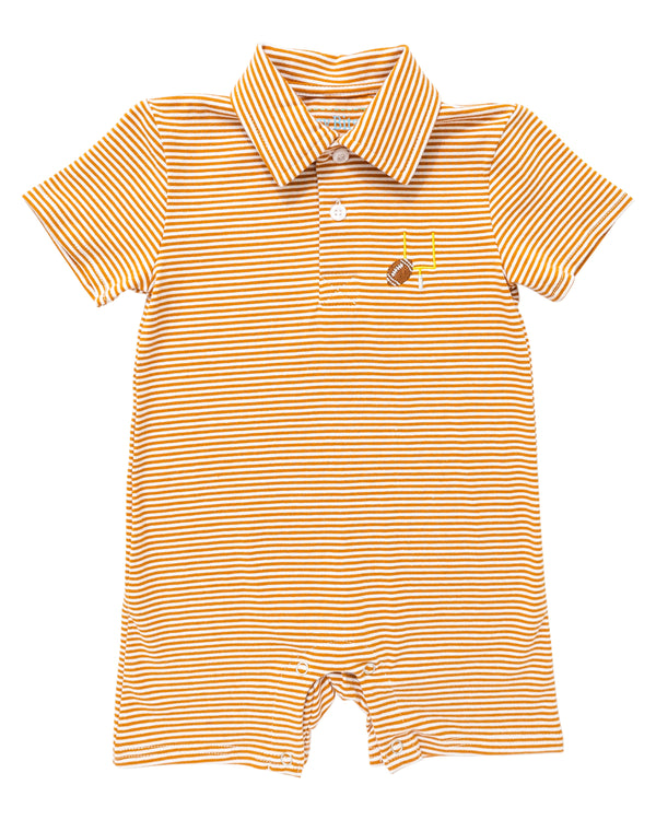 Game Day Polo Romper- Burnt Orange