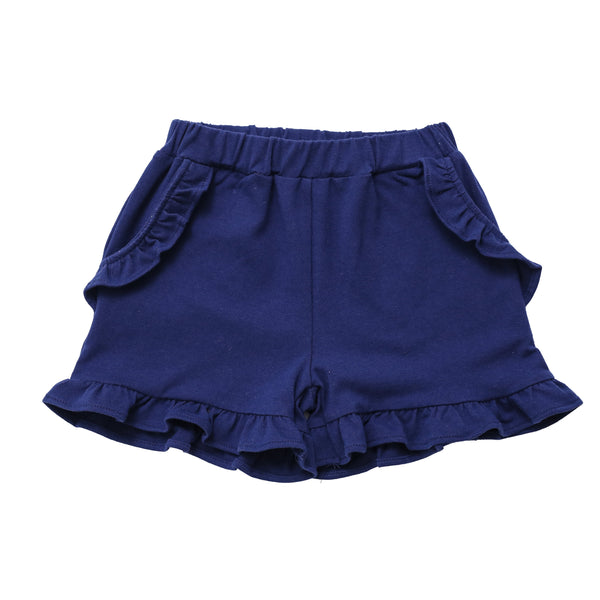 Knit Ruffle Shorts- Navy